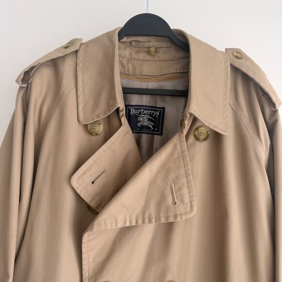 Burberry Vintage Trench Coat Men 44R Khaki Nova Check Wool Liner Belted Heritage - Picture 3 of 16